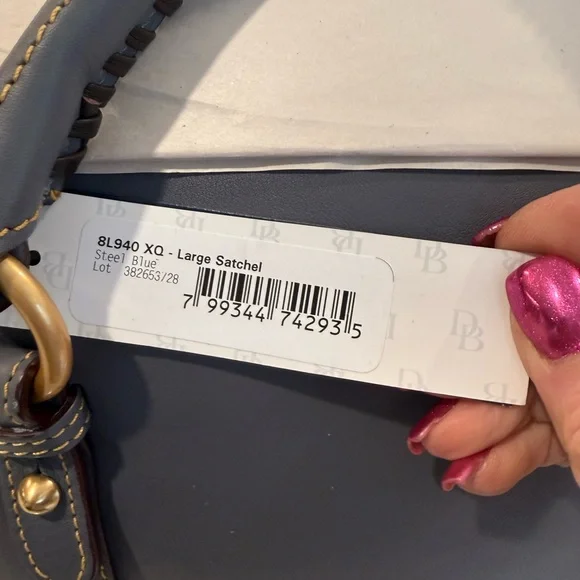 Dooney & Bourke large steel blue Florentine satchel - Picture 8 of 13